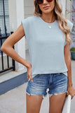 Corded Rib Round Neck T-Shirt - Trendsi - Flyclothing LLC