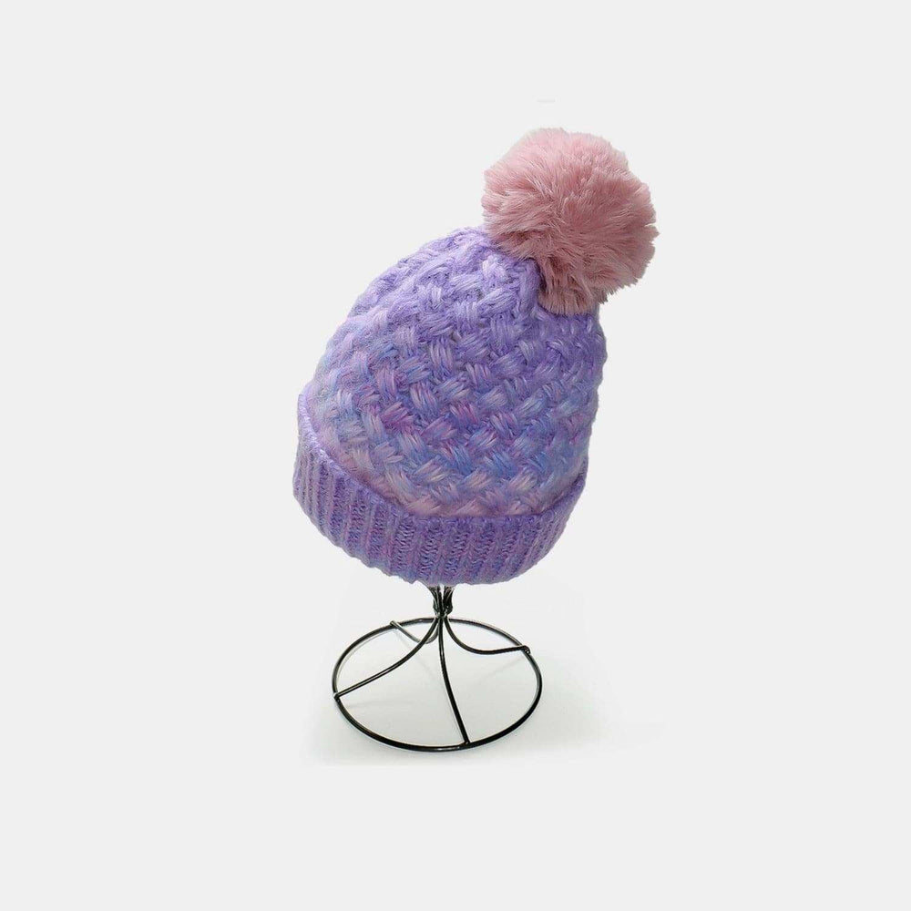 Gradient Knit Hat with Pompom - Trendsi - Flyclothing LLC