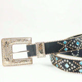Rhinestone PU Leather Belt - Trendsi - Flyclothing LLC