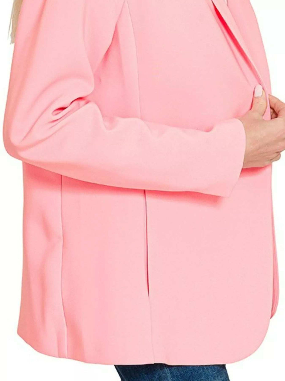 Zenana Woven Long Sleeve Blazer With Lining - Trendsi - Flyclothing LLC