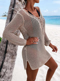 Openwork Tie Neck Cover-Up - Trendsi - Flyclothing LLC