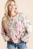 BiBi Tie Dye Print Terry Pull Over - Trendsi - Flyclothing LLC