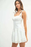 MABLE Shoulder Tie Corset Panel Mini Dress - Trendsi - Flyclothing LLC