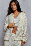 POL Floral Balloon Sleeve Hooded Lace Jacket with Stitch Detail - Trendsi - Flyclothing LLC