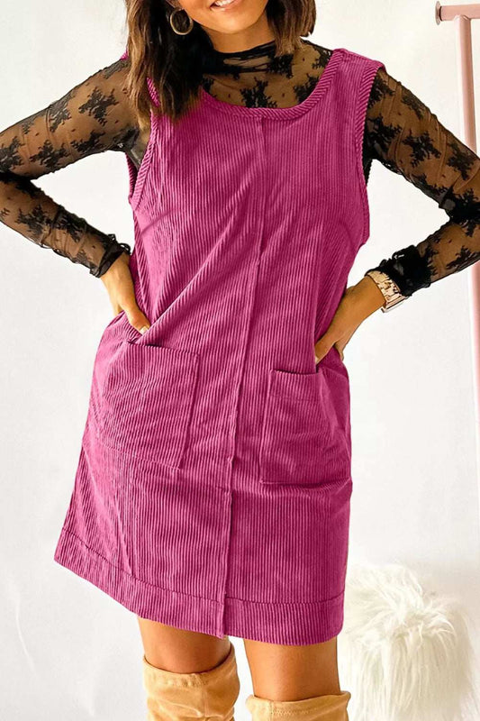 Vintage Corduroy Pocketed Overall Dress - Trendsi - Flyclothing LLC