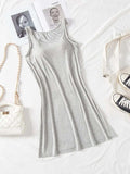 Round Neck Wide Strap Mini Tank Dress with Bra - Trendsi - Flyclothing LLC