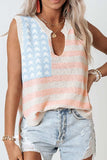 USA Flag Notched Loose Fit Sweater Vest - Trendsi - Flyclothing LLC