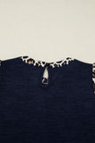 Ribbed Contrast Leopard Patchwork Short Sleeve Top - Trendsi - Flyclothing LLC
