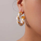 Twisted Leather Rope C-Hoop Earrings - Trendsi - Flyclothing LLC