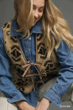 Umgee Mix Patterned Sherpa Tie-Front Vest - Trendsi - Flyclothing LLC