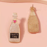 Champagne Bottle Pearl Earrings - Trendsi - Flyclothing LLC