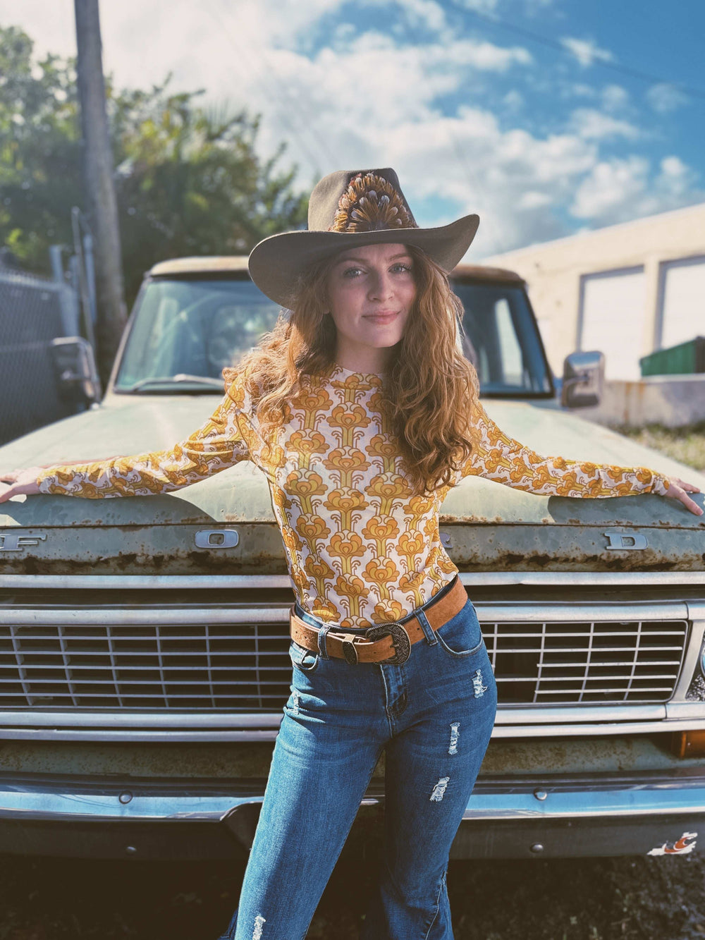 Streets of Gold Golden Yellow Tulip Flower MESH TOP - Lil Bee's Bohemian - Flyclothing LLC