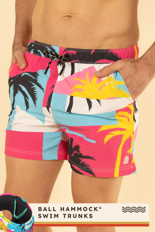 The SoCal Summer | Black and Pink Tropical Ball Hammock® Pouch 5" Swim Trunks - Shinesty - Flyclothing LLC