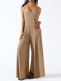 Square Neck Wide Strap Jumpsuit - Trendsi - Flyclothing LLC