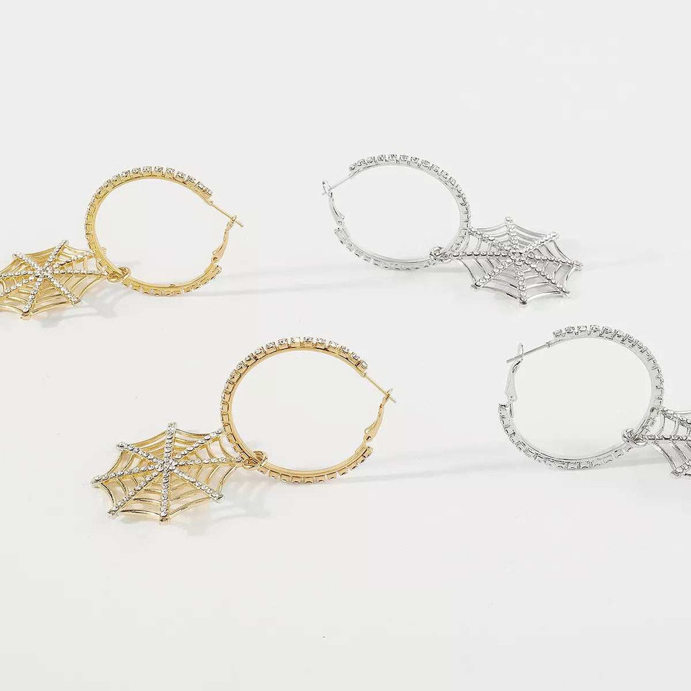 Halloween Spider Web Dangle Hoop Earrings - Trendsi - Flyclothing LLC