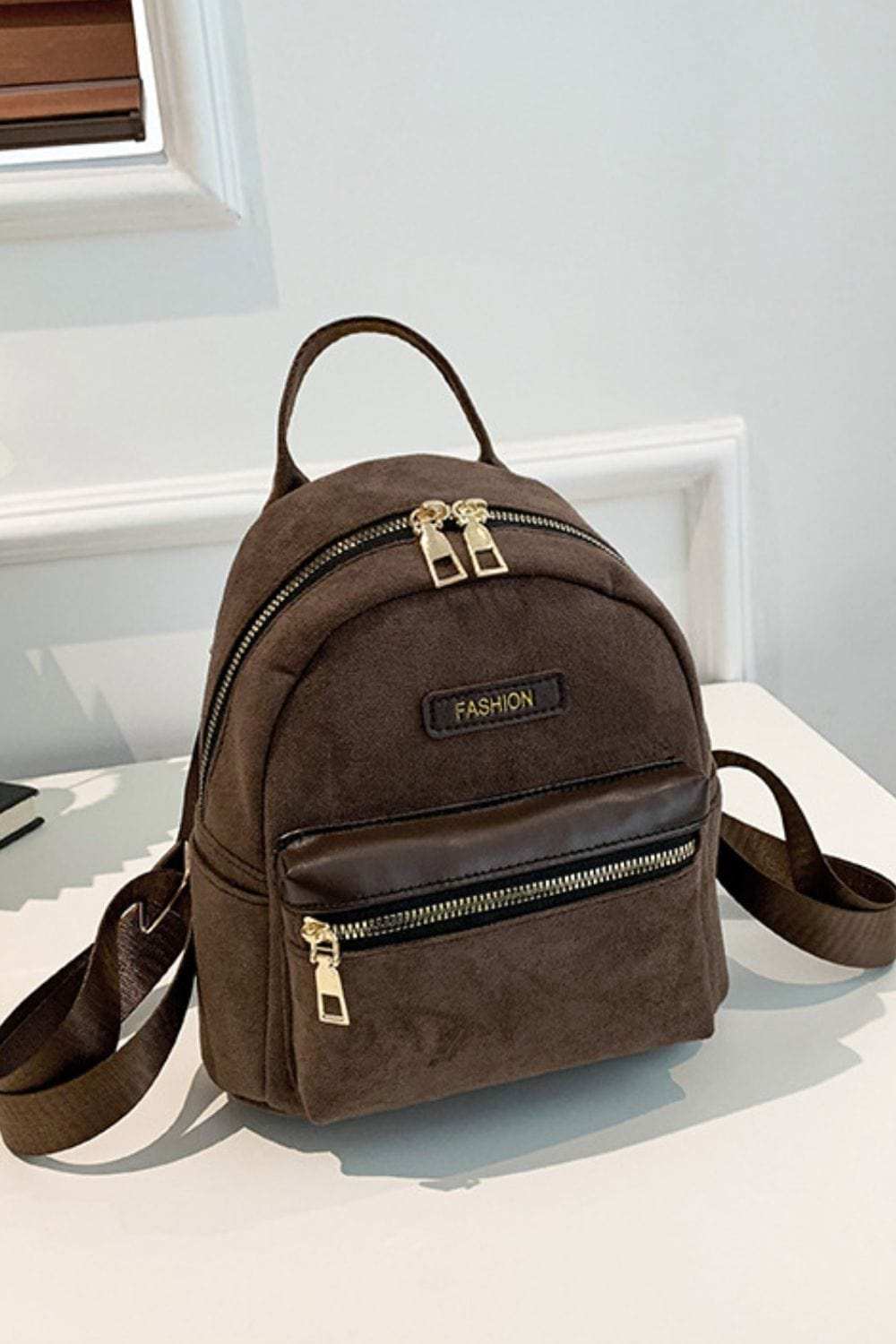 Suede Adjustable Strap Backpack Bag - Trendsi - Flyclothing LLC