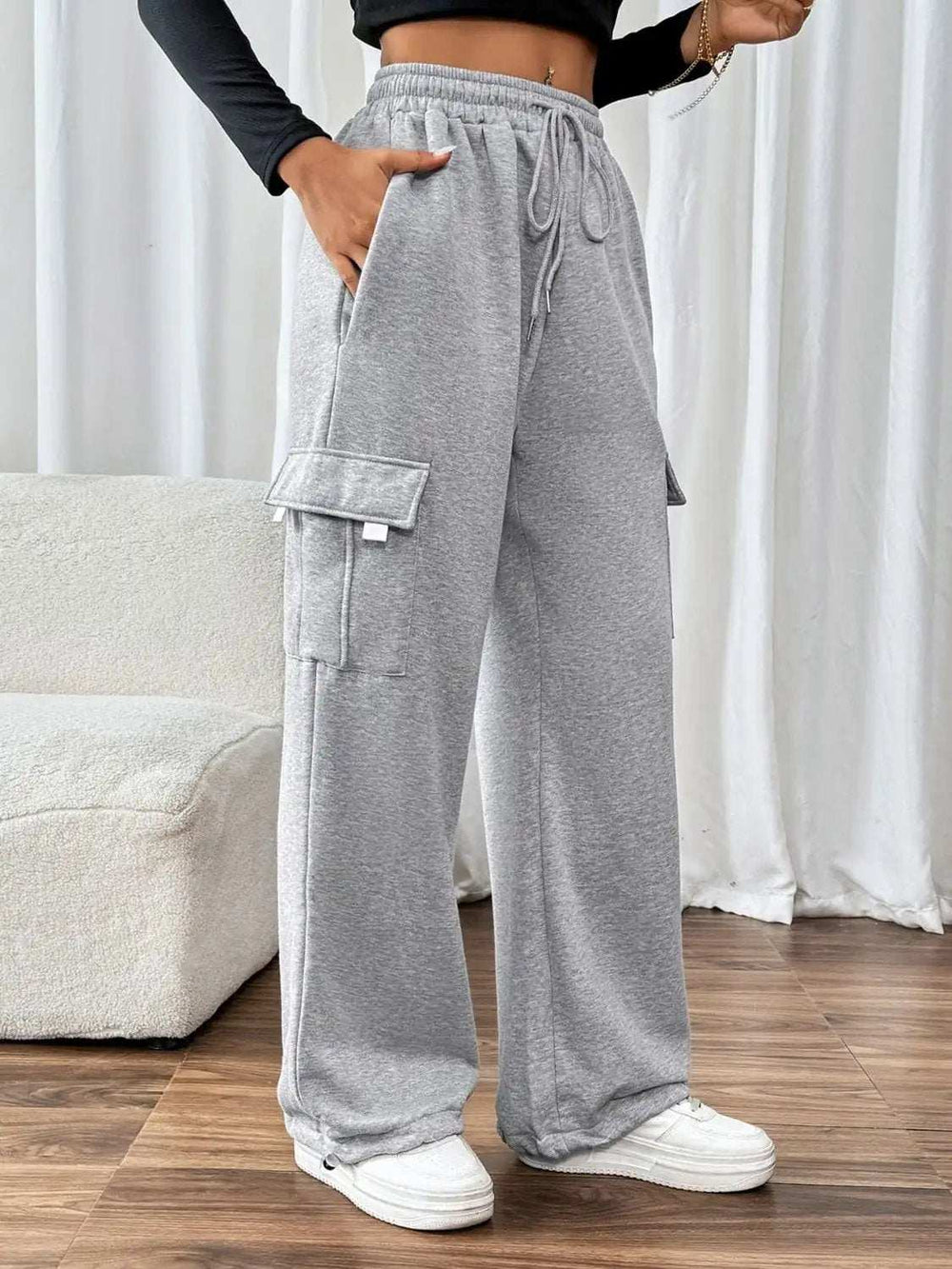 Perfee Drawstring Elastic Waist Joggers with Pockets - Trendsi - Flyclothing LLC