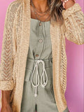 Openwork Open Front Long Sleeve Cardigan - Trendsi - Flyclothing LLC