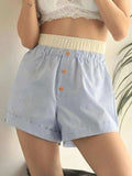 Striped Elastic Waist Shorts - Trendsi - Flyclothing LLC