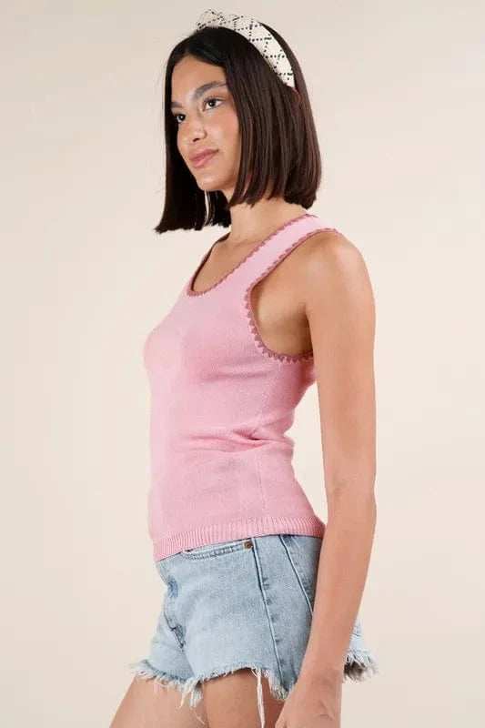 VERY J Blanket Style Sleeveless Knit Tank - Trendsi - Flyclothing LLC