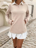 Devine Ruffle Hem Long Sleeve Mini Dress - Trendsi - Flyclothing LLC