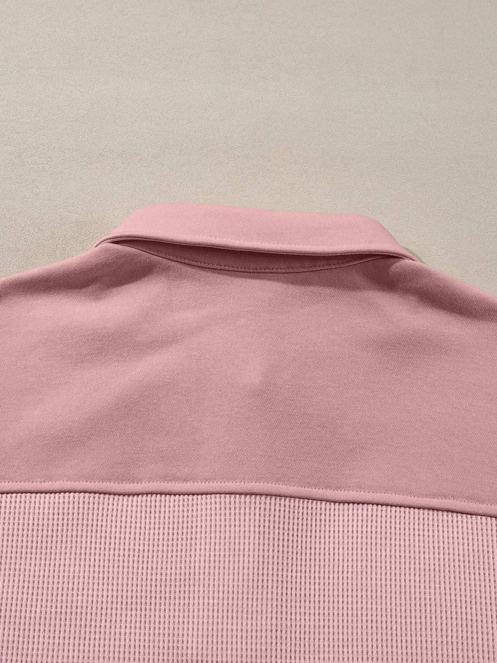 Long Sleeve Thermal Knit Polo Top - Trendsi - Flyclothing LLC