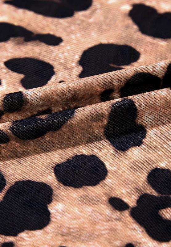 Leopard Round Neck Long Sleeve Blouse - Trendsi - Flyclothing LLC