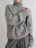 Turtleneck Dropped Shoulder Long Sleeve Sweater - Trendsi - Flyclothing LLC