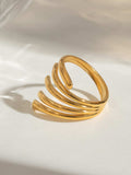 18K Gold-Plated Stainless Steel Irregular Lines Open Ring - Trendsi - Flyclothing LLC