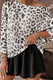 Leopard Boat Neck Long Sleeve Knit Top - Trendsi - Flyclothing LLC