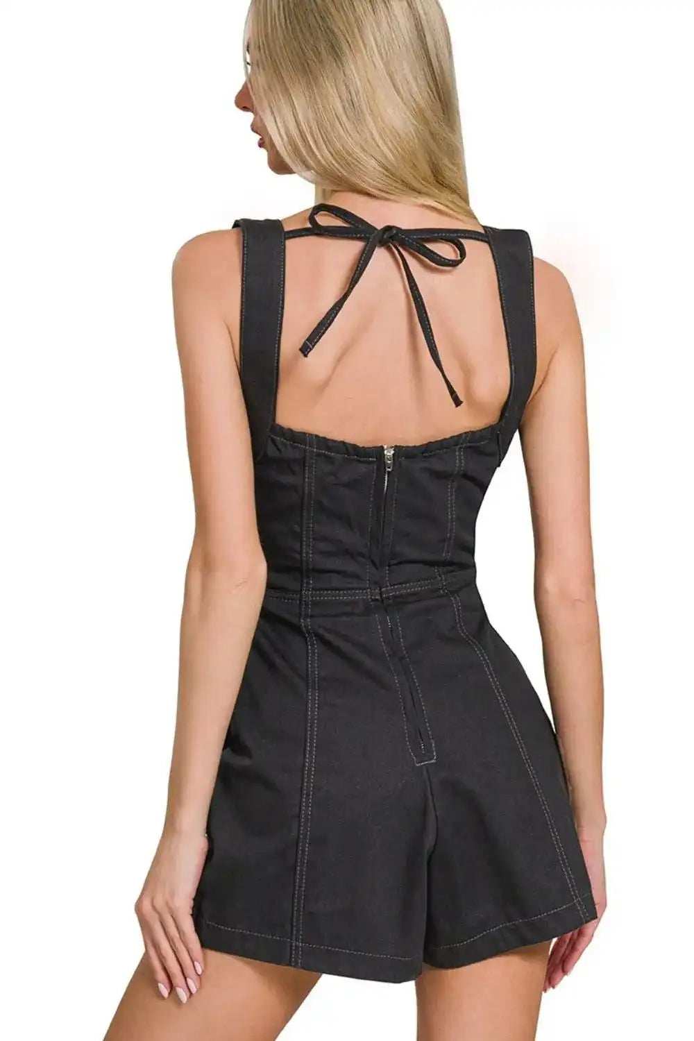 Zenana Tie Back Romper - Trendsi - Flyclothing LLC