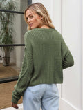 Cable-Knit Round Neck Dropped Shoulder Sweater - Trendsi - Flyclothing LLC