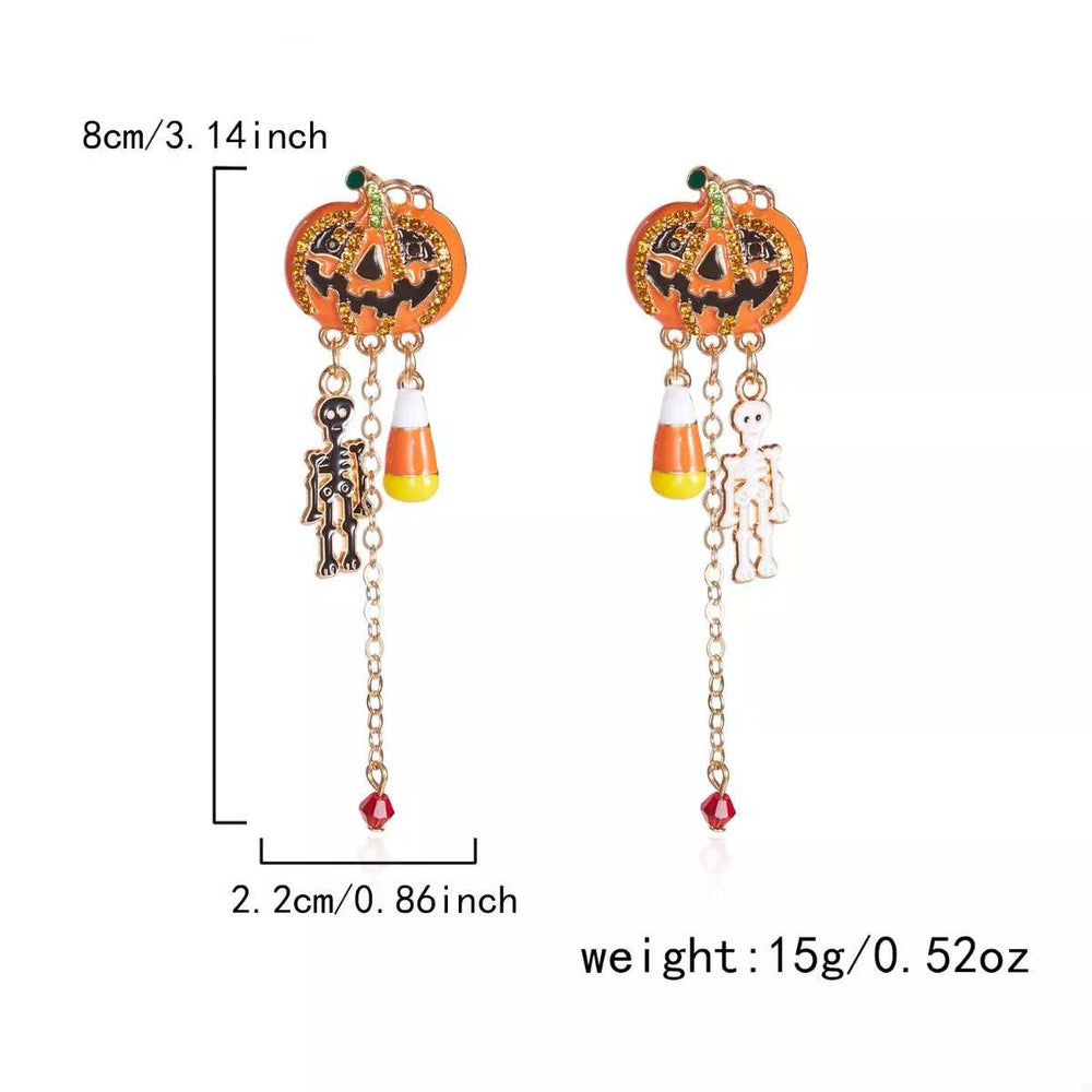 Halloween Pumpkin Drop Chain Earrings - Trendsi - Flyclothing LLC
