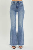 RISEN Full Size High Waist Raw Hem Flare Jeans - Trendsi - Flyclothing LLC