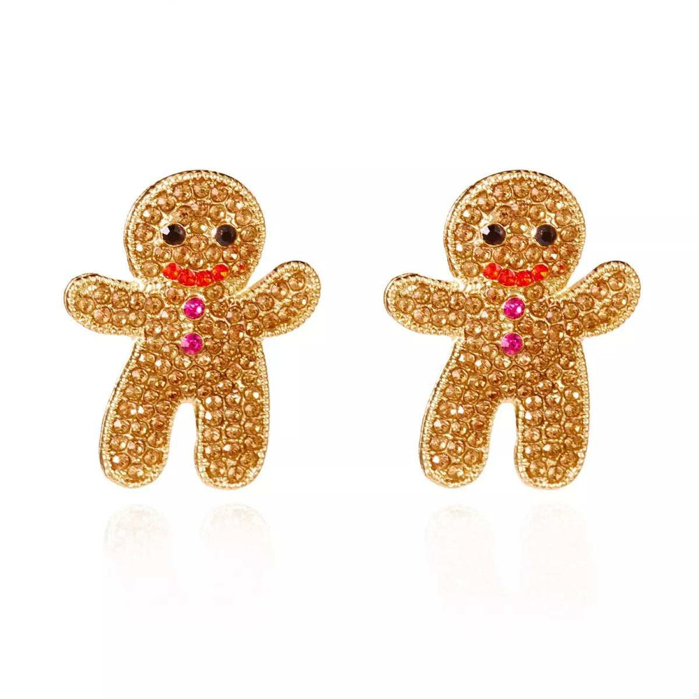 Alloy Gingerbread Man Stud Earrings - Trendsi - Flyclothing LLC