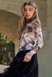 J.NNA Marble Design Long Sleeve Mesh Top - Trendsi - Flyclothing LLC