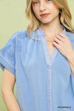 Umgee Embroidered Button Front Top - Trendsi - Flyclothing LLC