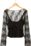 Surplice Cami and Lace Long Sleeve Cover Up Set - Trendsi - Flyclothing LLC