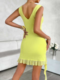 Ruffled V-Neck Sleeveless Mini Dress - Trendsi - Flyclothing LLC
