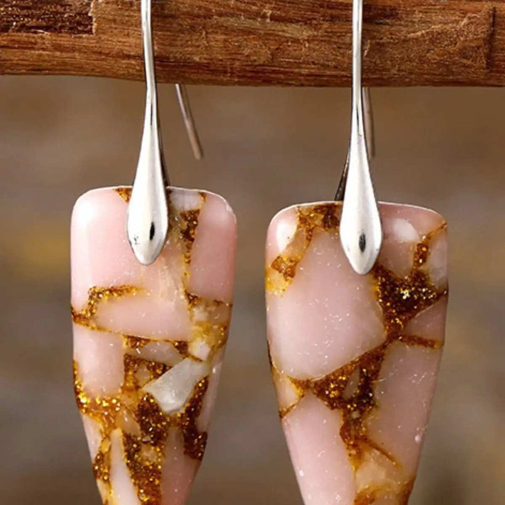 Natural Stone Geometric Shape Earrings - Trendsi - Flyclothing LLC