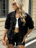 Button Down Washed Denim Jacket - Trendsi - Flyclothing LLC