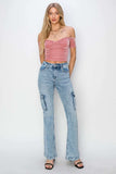RISEN Full Size High Rise Cargo Flare Jeans - Trendsi - Flyclothing LLC