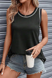 Contrast Stitching Round Neck Tank - Trendsi - Flyclothing LLC