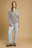 Umgee Soft Thermal Collared Long Sleeve Top - Trendsi - Flyclothing LLC