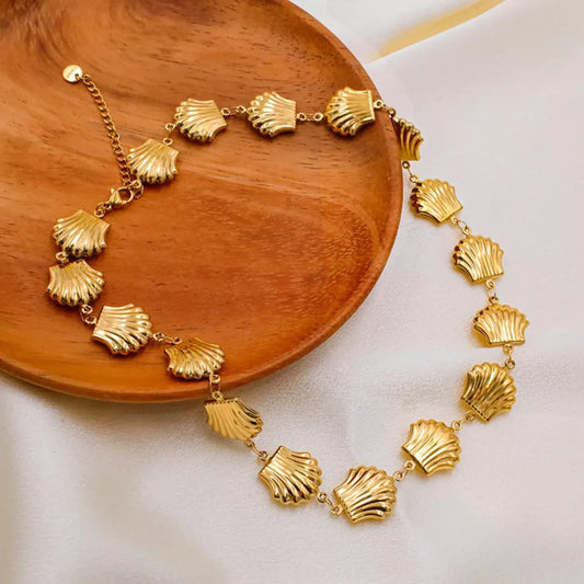18K Gold-Plated Shell Necklace - Trendsi - Flyclothing LLC