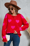 Angel Wings Heart Round Neck Dropped Shoulder Sweater - Trendsi - Flyclothing LLC