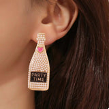 Champagne Bottle Pearl Earrings - Trendsi - Flyclothing LLC