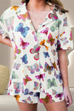 Butterfly Half Sleeve Top and Shorts Set - Trendsi - Flyclothing LLC