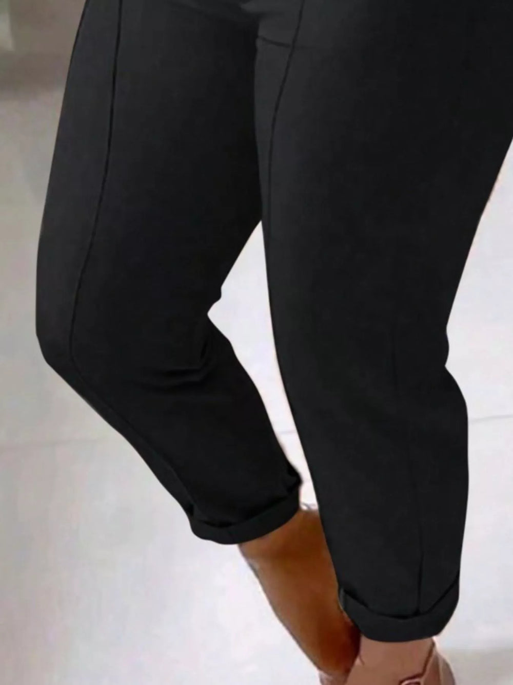 High Waist Belted Slim Fit Ankle Pants - Trendsi - Flyclothing LLC