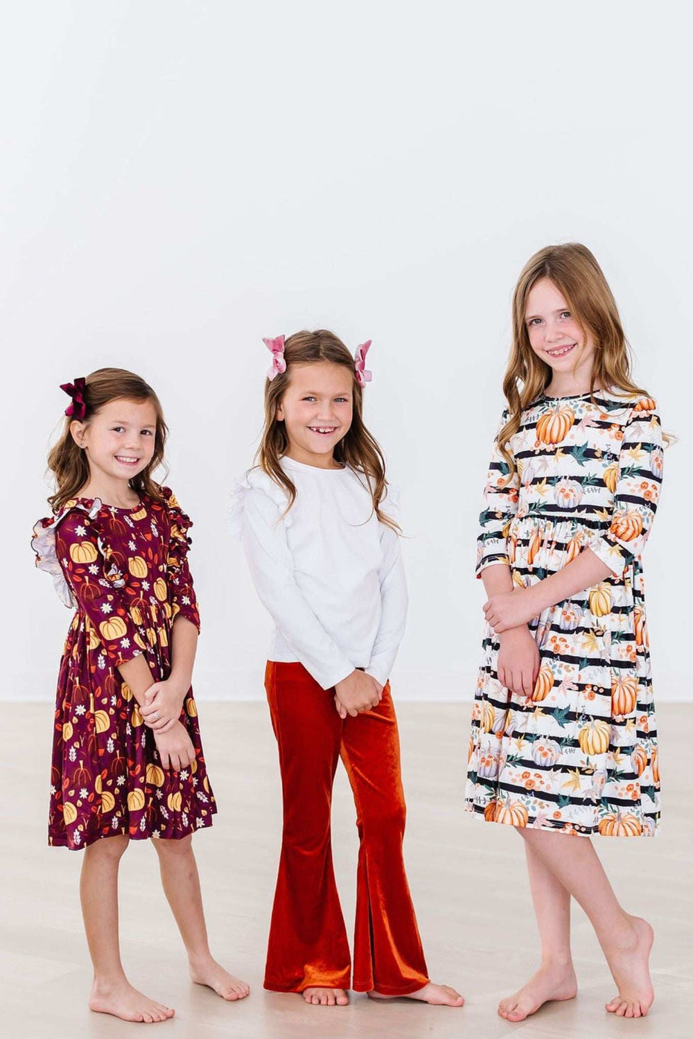 Pumpkin Patch 3/4 Sleeve Ruffle Twirl Dress - Mila & Rose ® - Flyclothing LLC
